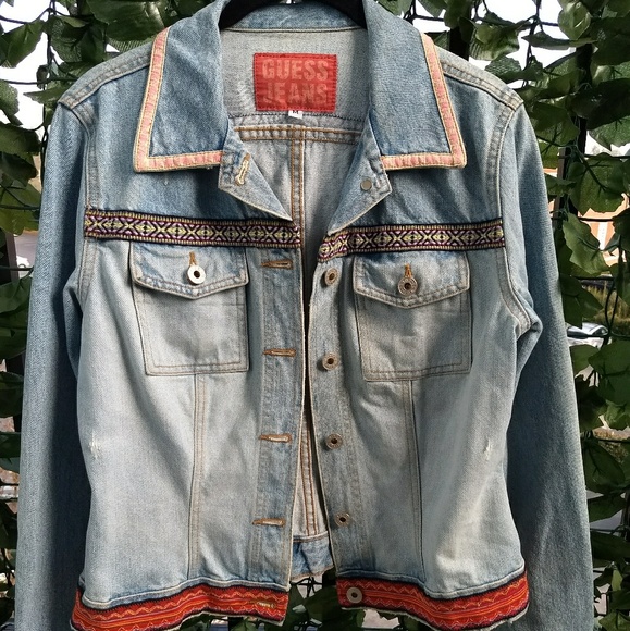 Guess Jackets & Blazers - ☮️ Native Trim Denim Jacket Denim Vintage Guess